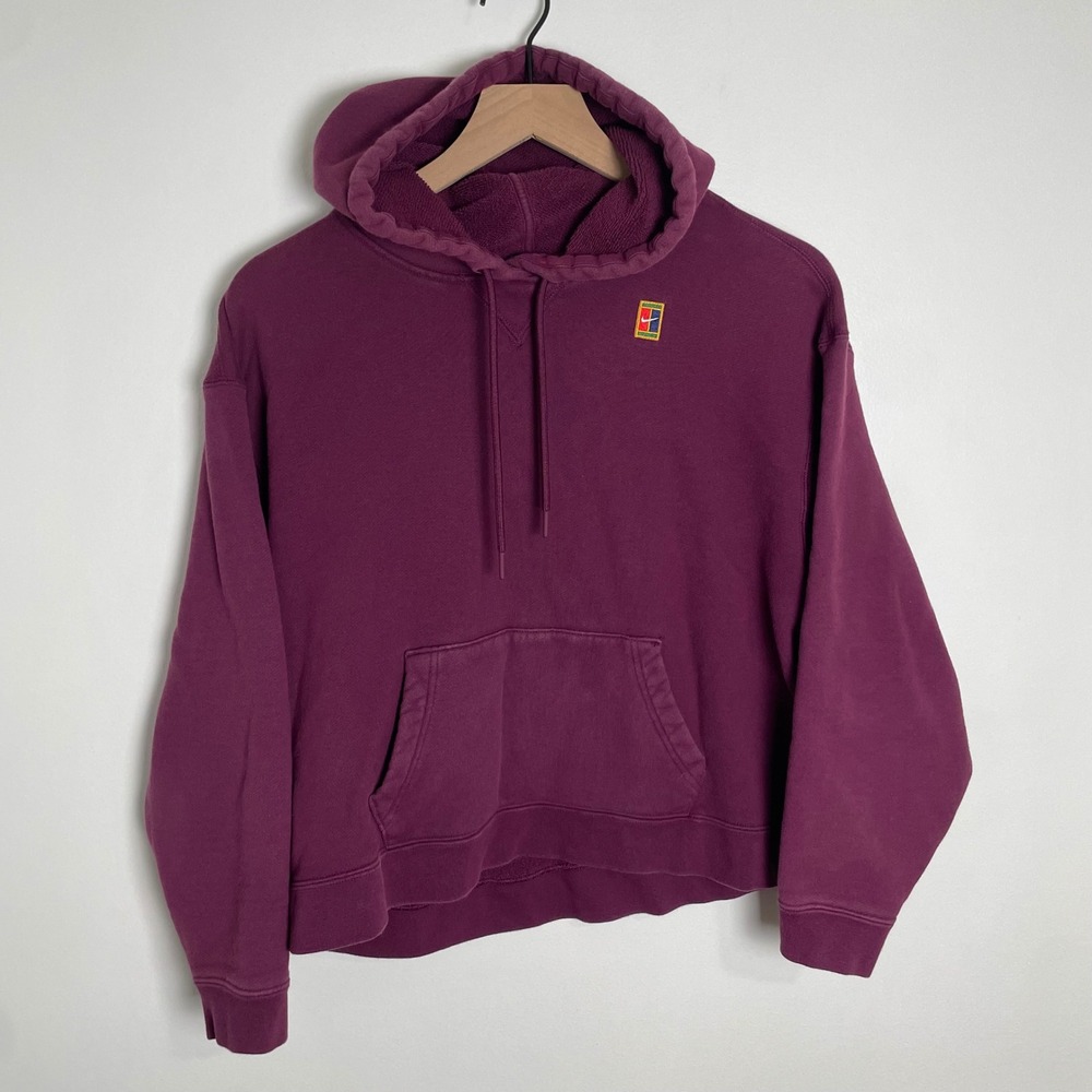 Nike Court Hoodie Women Medium Maroon Purple Tennis Pullover Sweatshirt Heritage - Picture 1 of 9